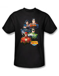 DC Comics portrait graphic on a black adult t-shirt.