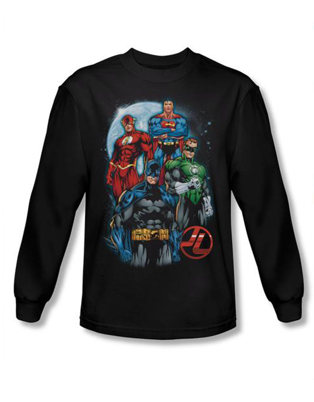 The four graphic on a black adult long sleeve top.