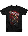 Blood graphic on a black adult t-shirt.