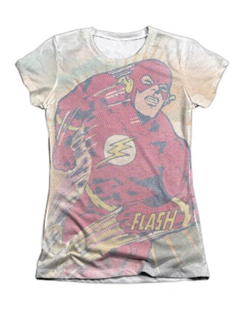 The Flash daytime run graphic on a white women's t-shirt.