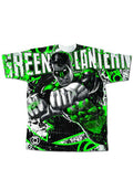 Green Lantern mighty power graphic on a white adult t-shirt.