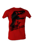 Jurassic Park adult T-Rex skeleton t-shirt in vibrant red