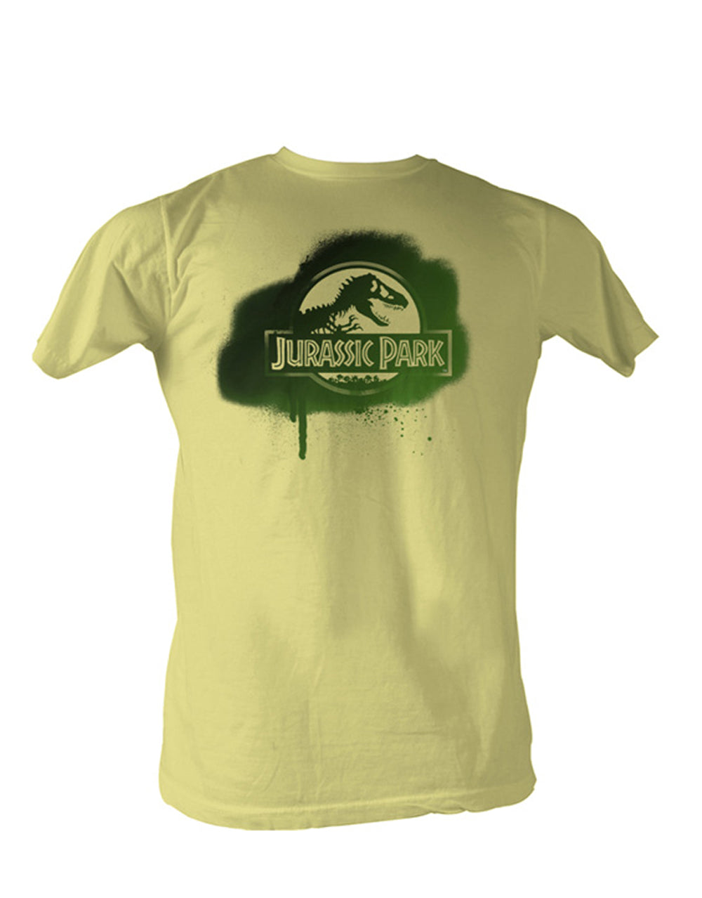 Jurassic Park adult T-Rex splatter t-shirt in bright yellow