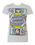 Katy Perry queen of hearts graphic on a white women's t-shirt.