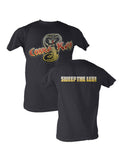 The Karate Kid Cobra Kai graphic on a black adult t-shirt.