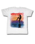 The Karate Kid brush graphic on a french vanilla adult t-shirt.