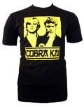 The Karate Kid Cobra Kai duo graphic on a black adult t-shirt.