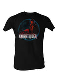 Knight Rider night light graphic on a black adult t-shirt.