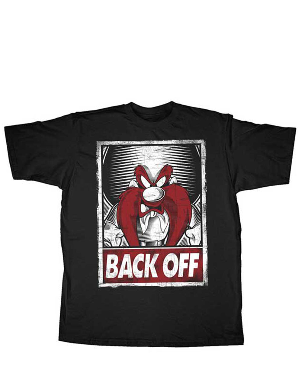 Looney Tunes Yosemite framed graphic on a black adult t-shirt.