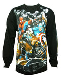 Marvel Avengers group rage graphic on a black adult long sleeve top
