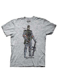 Fox Hound special forces graphic on a heathered grey adult t-shirt.