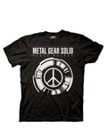 Peace Walker graphic on a black adult t-shirt.