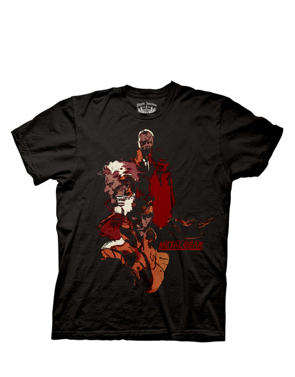 Faces graphic on a black adult t-shirt.