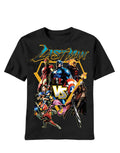 Marvel vs Capcom last man graphic on a black adult t-shirt.