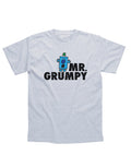 Mr Men Mr Grumpy graphic on a heathered grey adult t-shirt.
