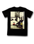 Marilyn Monroe Radio Days graphic on a black adult t-shirt.