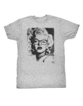 Marilyn Monroe trendsetter graphic on a heathered grey adult t-shirt.