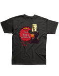 Monty Python tis but a scratch graphic on a black adult t-shirt.