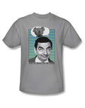 Mr Bean on my mind graphic on a silver grey adult t-shirt.