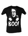 The Munsters boo graphic on a black adult t-shirt.