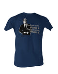 The Office strike graphic on a navy blue adult t-shirt.