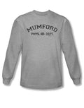 Beverly Hills Cop Axel Foley Mumford graphic on a heathered athletic grey adult long sleeve top.