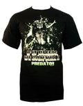Predator "If it bleeds we can kill it" movie quote graphic on a black adult t-shirt.