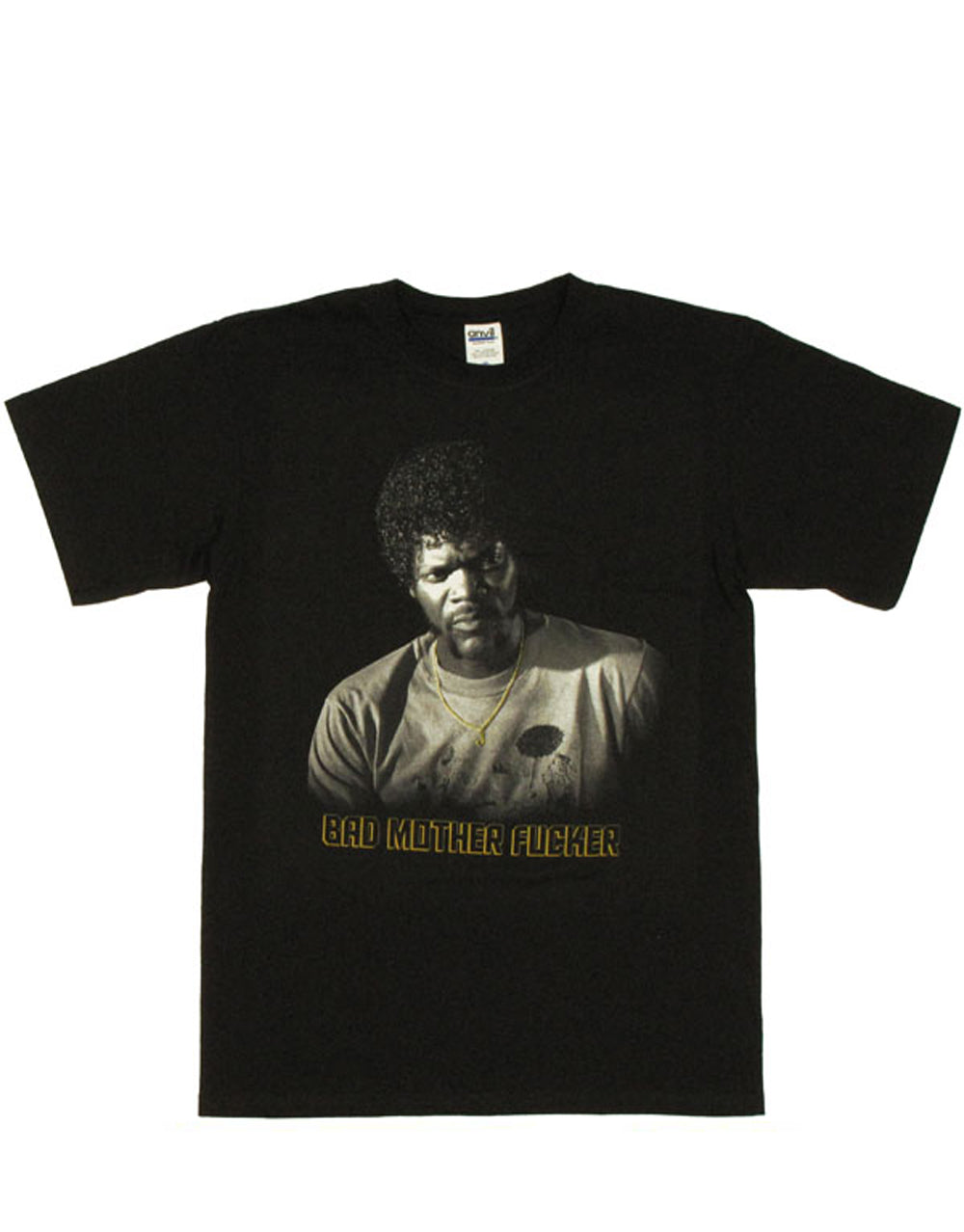 Pulp Fiction Jules graphic on a black adult t-shirt.