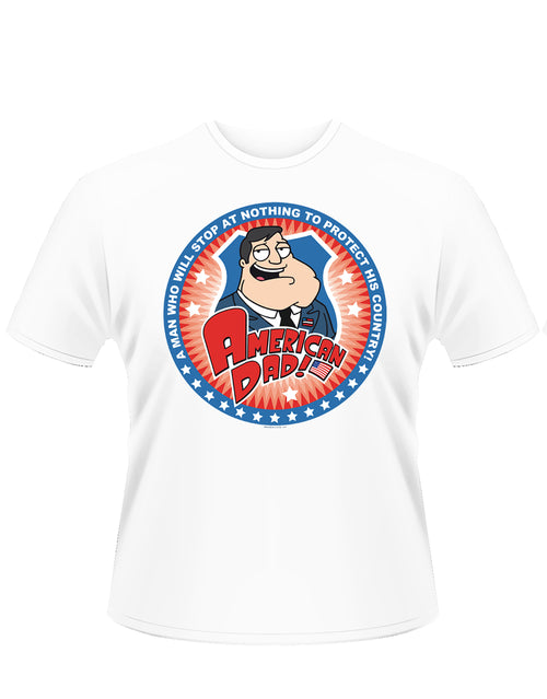 American Dad protect graphic on a white adult t-shirt.