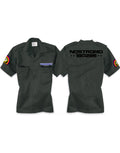 Alien Nostromo crew workshirt graphic on a dark grey adult shirt.
