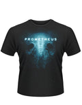 Prometheus Alien skull graphic on a black adult t-shirt.
