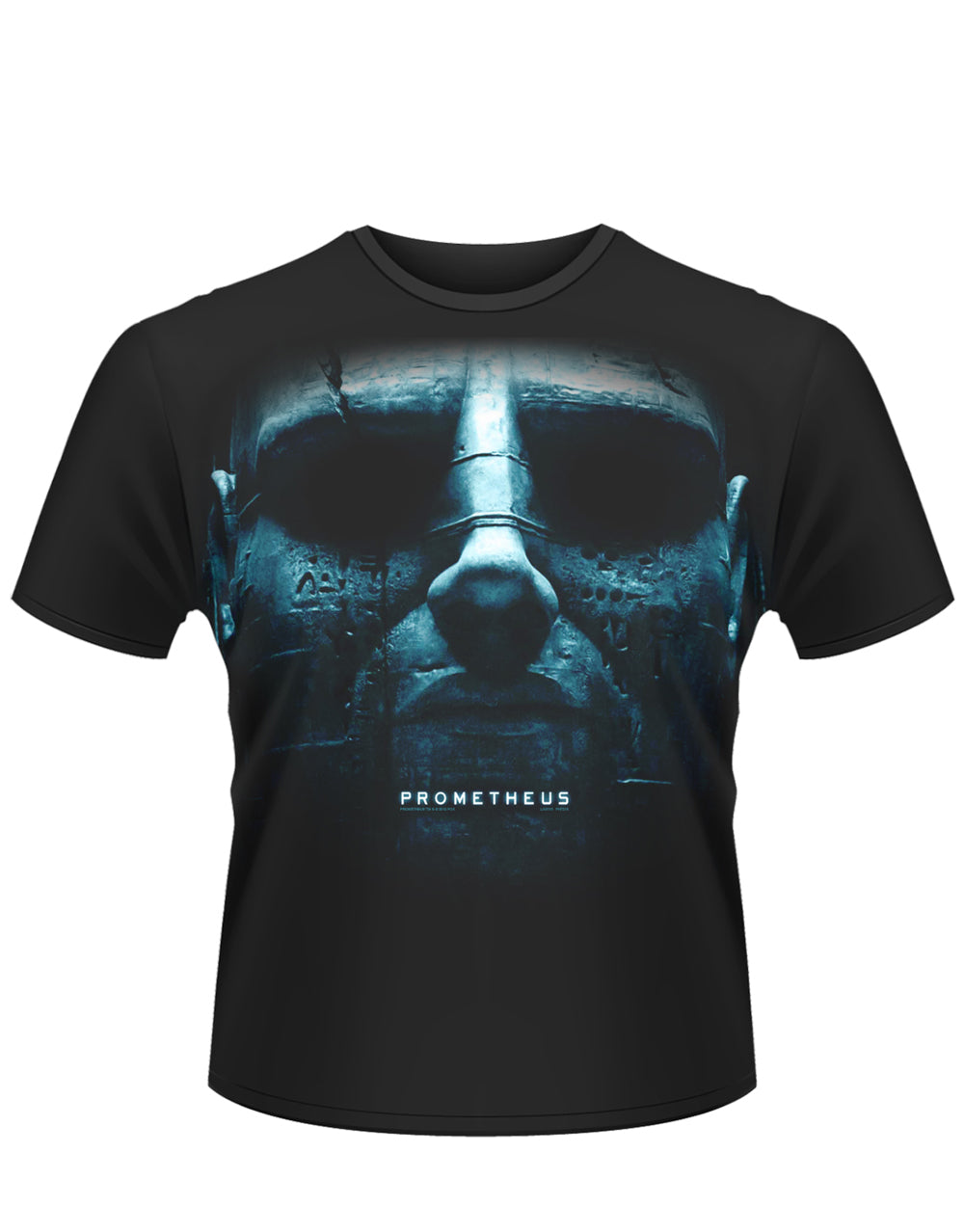 Prometheus Alien jumbo head graphic on a black adult t-shirt.