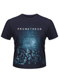 Prometheus Alien tablet graphic on a navy blue adult t-shirt.