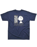 Peanuts Charlie Brown good grief graphic on a navy blue adult t-shirt.