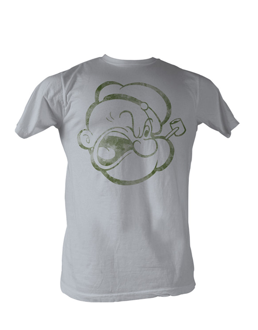 Popeye Poppahead illustration featured on a light grey adult t-shirt.