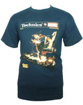 Ghost Rider Marvel Technics graphic on a navy blue adult t-shirt.