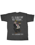 Popeye gladly pay graphic on a heathered dark grey adult t-shirt.