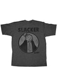 Popeye slacker graphic on a heathered dark grey adult t-shirt.