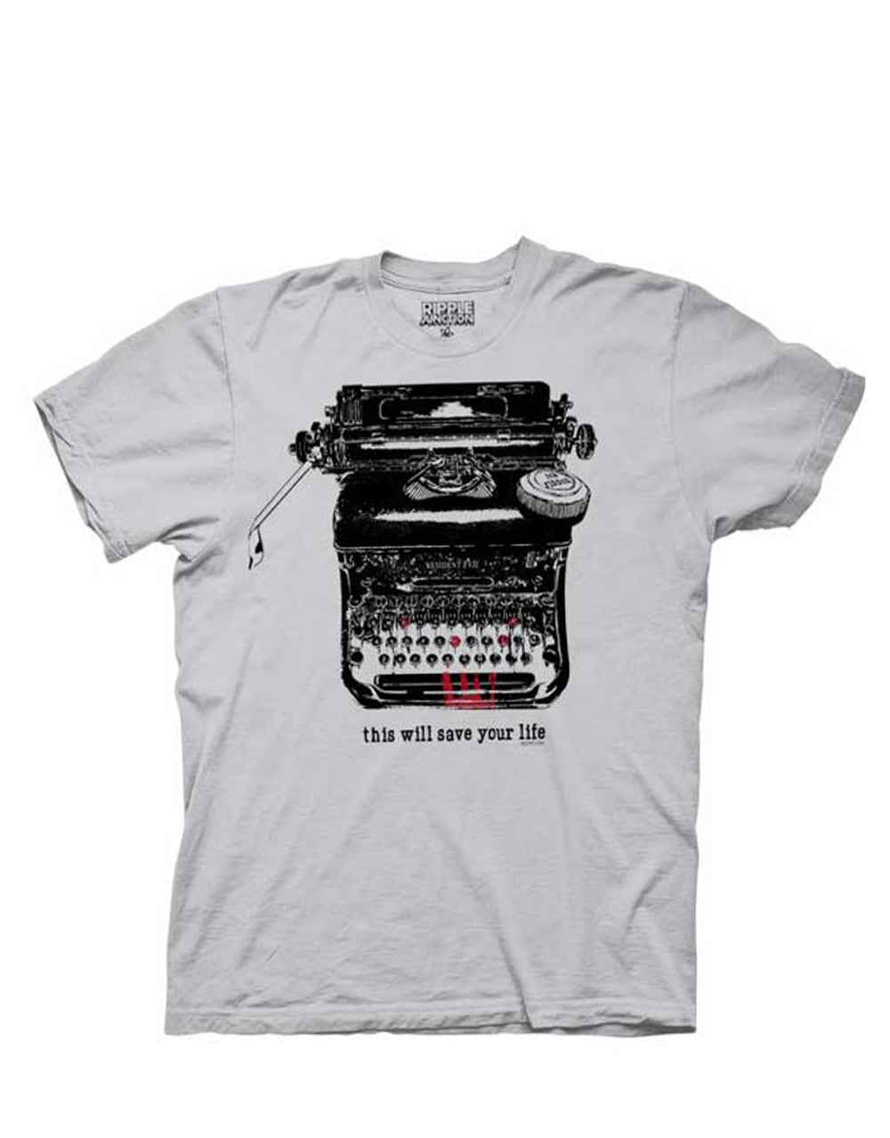 This will save your life graphic on a grey adult t-shirt.