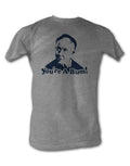 Rocky Mickey you're a bum graphic on a heathered grey adult t-shirt.