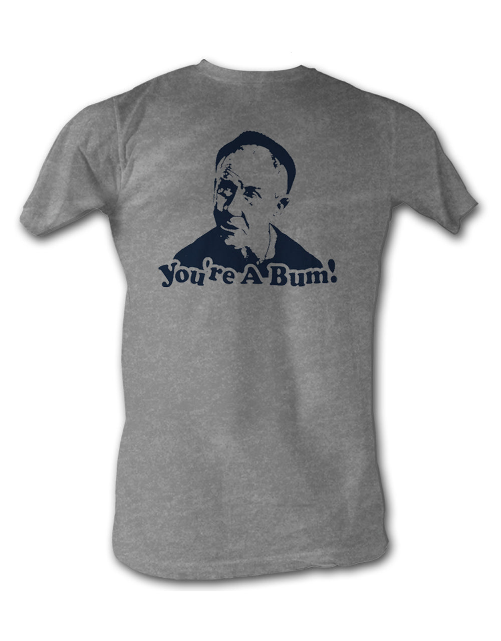 Rocky Mickey you're a bum graphic on a heathered grey adult t-shirt.