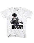 Rocky jab jab jab hook graphic on a white adult t-shirt.