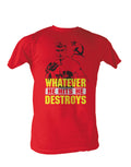 Rocky v Drago destroys graphic on a red adult t-shirt.