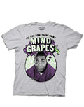 30 Rock Tracy Jordan "mind grapes" quote graphic on a grey adult t-shirt.