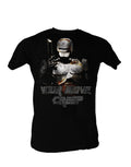 Adult black t-shirt featuring Robocop and his classic your move quote.