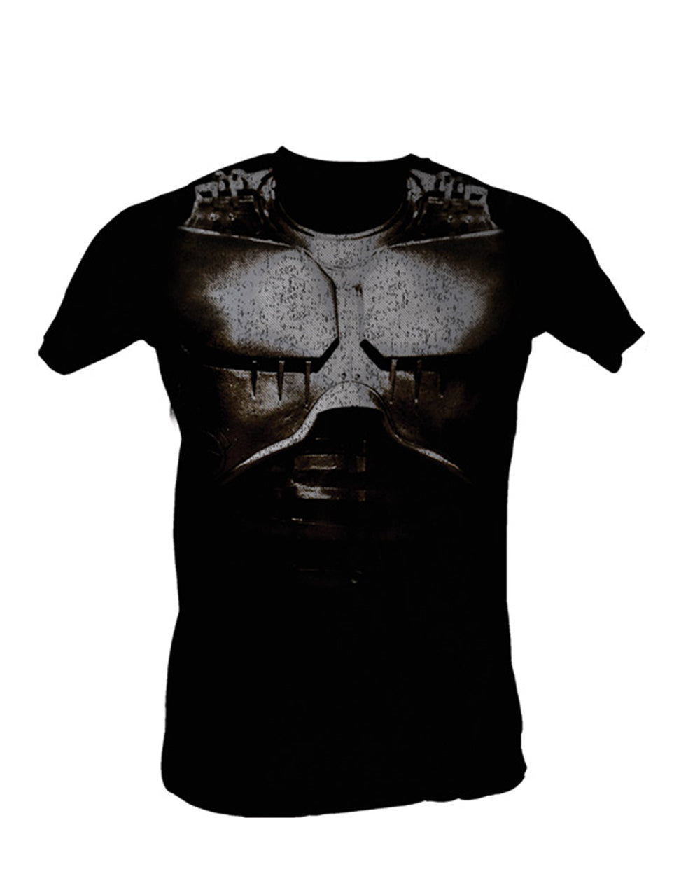 Adult black t-shirt featuring a hardened Robocop character design.