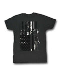 Adult heathered grey t-shirt featuring a USA-themed Robocop graphic.