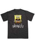 SpongeBob SquarePants barnacles graphic on a black adult t-shirt.