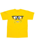 SpongeBob SquarePants geek graphic on a yellow adult t-shirt.