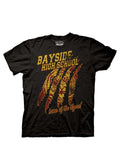 Bayside high school graphic on a black adult t-shirt.